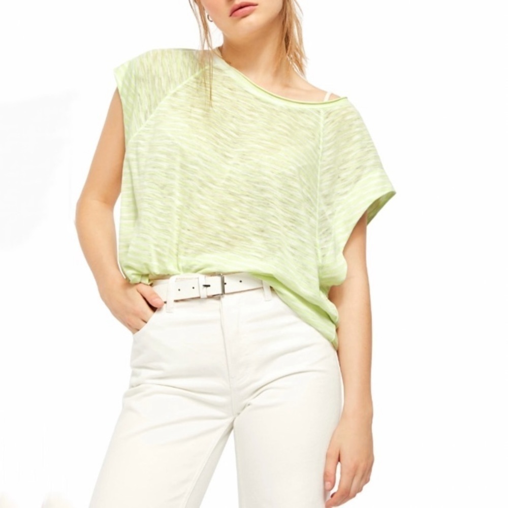 NWT Free People Halo Cap Sleeve Oversized Stripe T